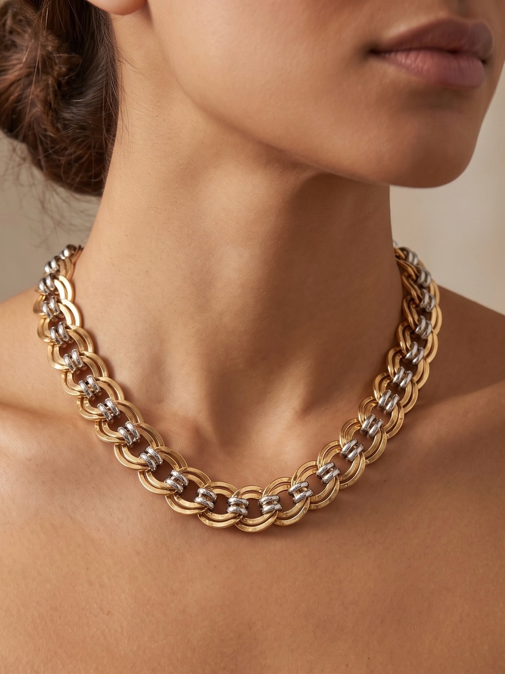 Gold and Silver Two-Tone Chain Necklace